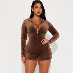 Fashion Nova Soft Velour Romper - Size XL